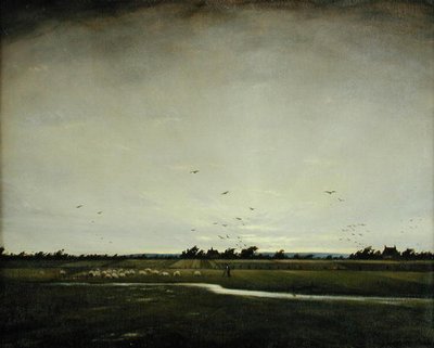 Een Engels Landschap, Romney Marsh door Christopher Richard Wynne Nevinson