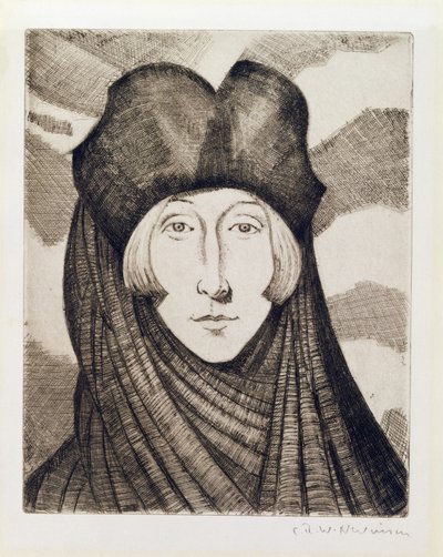 Edith Sitwell (1887-1964) 1927 door Christopher Richard Wynne Nevinson