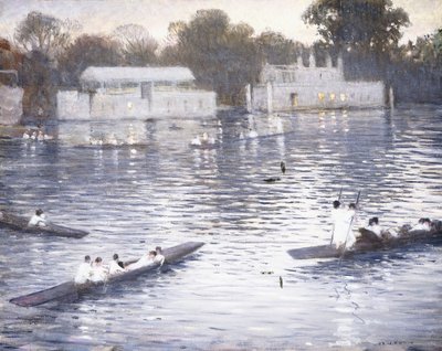 Zondagavond, punters op de Theems bij Henley, 1924 door Christopher Richard Wynne Nevinson