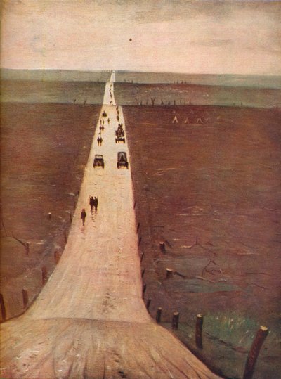 De weg van Arras naar Bapaume, 1917 door Christopher Richard Wynne Nevinson