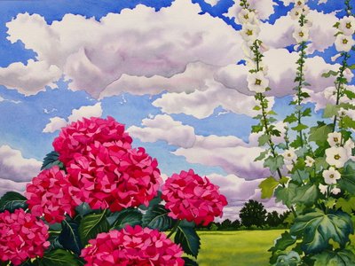 Bloemen aan de rand van een weide door Christopher Ryland