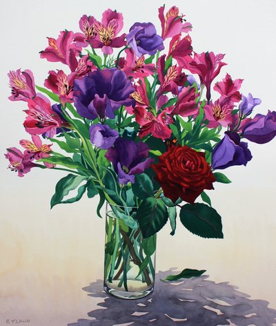 Bloemen met rode roos door Christopher Ryland