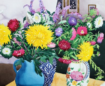 Interieur met asters door Christopher Ryland