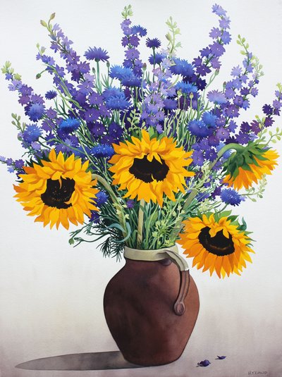 Zomerbloemen in bruine kan door Christopher Ryland