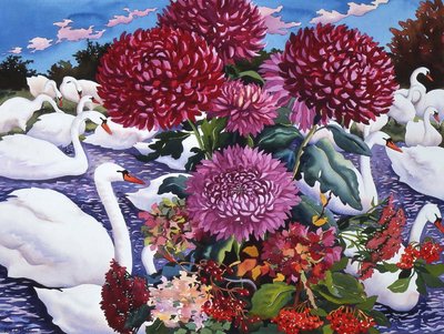 Zwanen en chrysanten, 2005 door Christopher Ryland