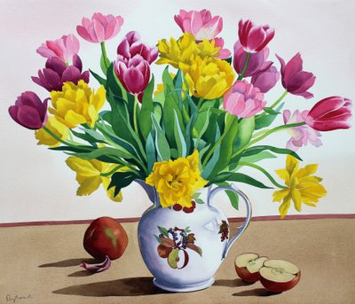 Tulpen in kan met appels door Christopher Ryland