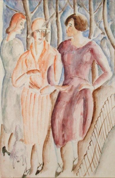 Franse meisjes, ca. 1926 door Christopher Wood