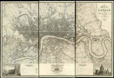 Kaart van Londen, van een daadwerkelijke survey gemaakt in de jaren 1824 door Christopher and John (fl.1821 40) Greenwood