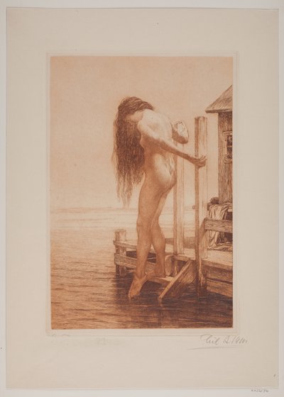 Baden vrouw door Cilius Johannes Konrad Andersen