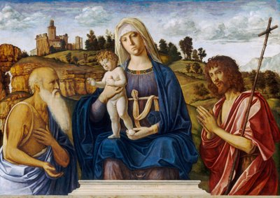 Madonna en kind met Sint Hiëronymus en Sint Johannes de Doper door Cima da Conegliano