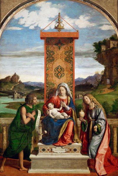 De Madonna en Kind met Sint Johannes de Doper en Maria Magdalena door Cima da Conegliano