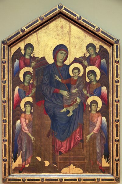 De Maagd en het Kind in majesteit, omringd door zes ... door Cimabue (c.1240 c.1301)