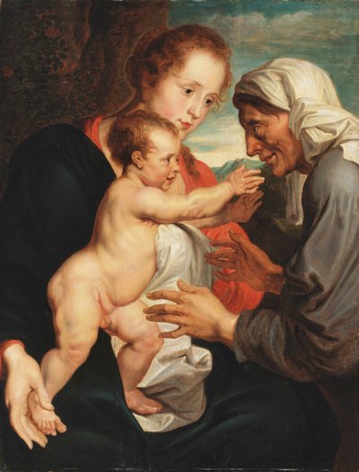 De maagd en het kind met de heilige Anna door Circle of Anthony van Dyck