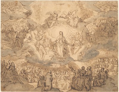 De Maagd, Koningin van de Hemel door Circle of Francesco Vanni