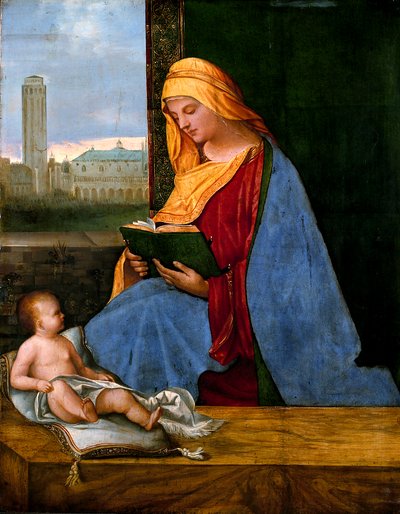De maagd en het kind met uitzicht op Venetië (De Tallard Madonna) door circle of Giorgione