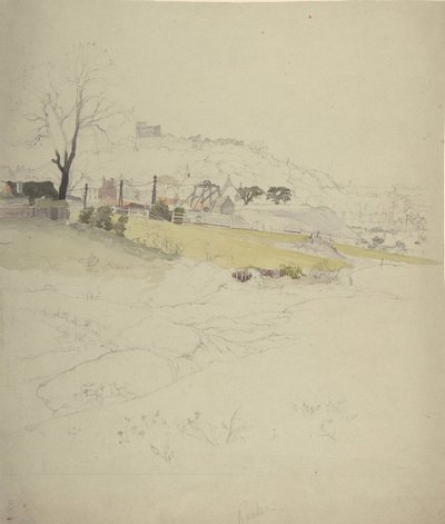 Uitzicht op een kolenmijn aan de rand van een stad, 1840-49 door Circle of John Ruskin.