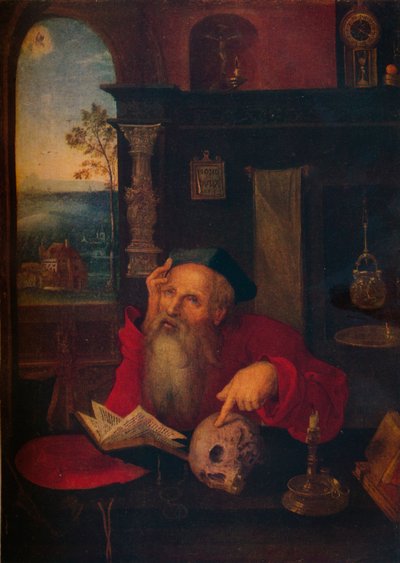 Sint Hiëronymus in zijn studeerkamer, ca. 1530, 1920 door Circle of Joos van Cleve