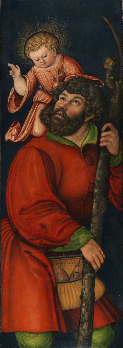 Duits: Der heilige Christophorus Saint Christopher door Circle of Lucas Cranach the Elder