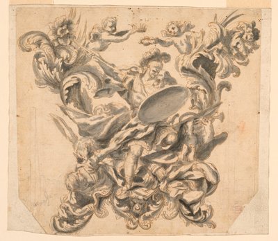 Ontwerp voor de achterkant van een koets met moed die overwint over ondeugd en arrogantie door Ciro Ferri