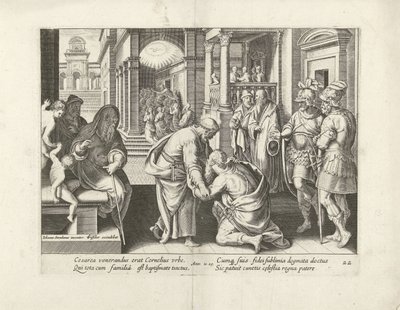 Cornelius knielt voor Petrus door Claes Jansz. Visscher (II) (attributed to workshop of)