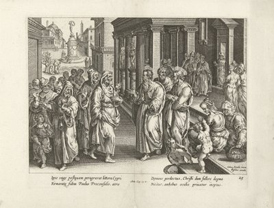 Paulus redetwist met de tovenaar Elymas door Claes Jansz. Visscher (II) (workshop of)