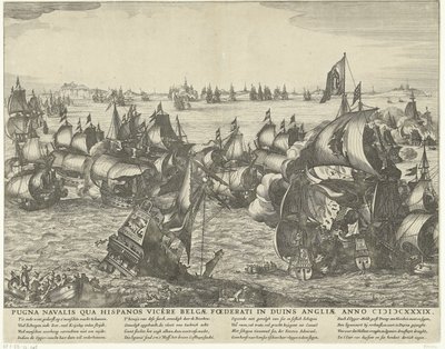 Zeeslag bij Duins, 1639 door Claes Jansz. Visscher (II) (workshop of)