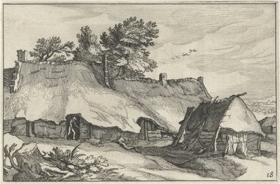 Boerderij en kleine schuur door Claes Jansz. Visscher (II)