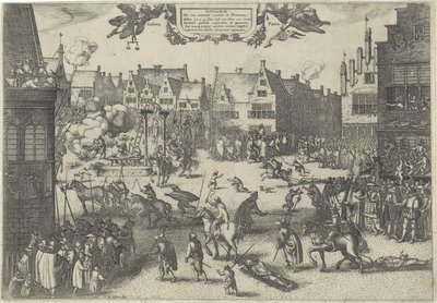 Executie van de samenzweerders van het Buskruitverraad, 1606 door Claes Jansz. Visscher (II)