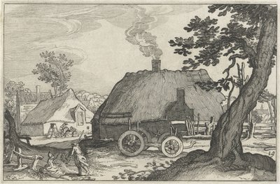Groep boerderijen door Claes Jansz. Visscher (II)