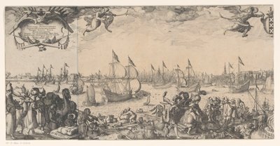 Profiel van Amsterdam, gezien vanaf het IJ (linkerdeel) door Claes Jansz. Visscher (II)
