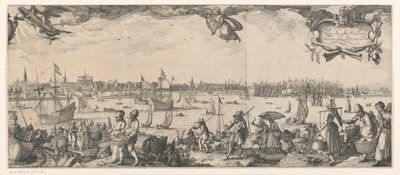 Profiel van Amsterdam, gezien vanaf het IJ (rechterdeel) door Claes Jansz. Visscher (II)