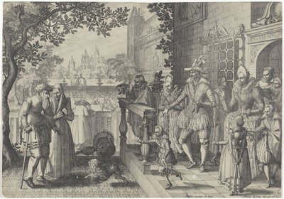 Rijke kinderen, arme ouders door Claes Jansz. Visscher (II)