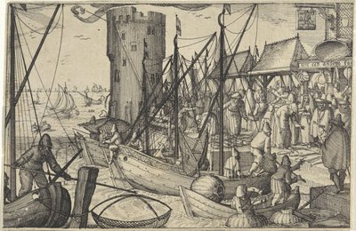 De vismarkt door Claes Jansz. Visscher (II)