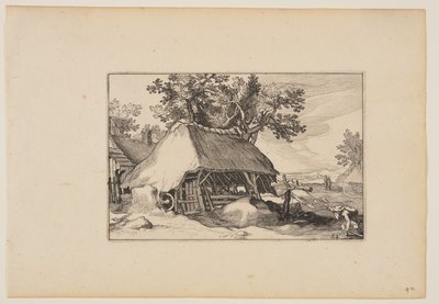 Een schuur, uit Landschappen (Verscheyden aerdige Lanthuysen...) door Claes Jansz. Visscher