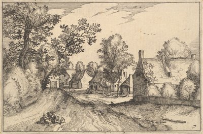 Een dorpsweg, plaat 7 uit Regiunculae et Villae Aliquot Ducatus Brabantiae door Claes Jansz Visscher