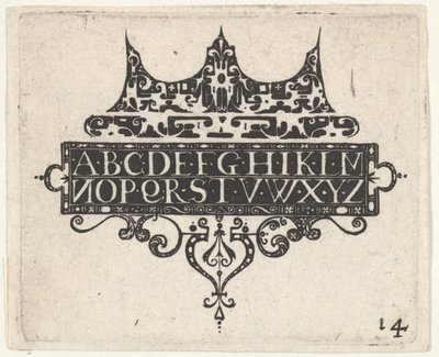 Blackwork Print met het Alfabet door Claes Jansz Visscher