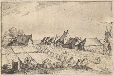 Velden en een weg, plaat 8 uit Regiunculae et Villae Aliquot Ducatus Brabantiae, ca. 1610 door Claes Jansz Visscher