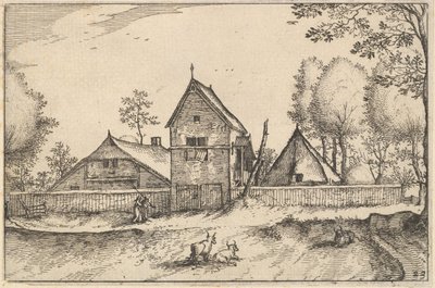 Grote ommuurde boerderij, plaat 23 uit Regiunculae et Villae Aliquot Ducatus Brabantiae, ca. 1610 door Claes Jansz Visscher
