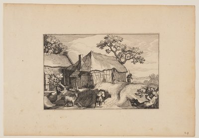 Pad langs een schuur, uit Landschappen (Verscheyden aerdige Lanthuysen...) door Claes Jansz. Visscher