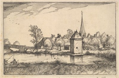 Vijver en een Dorp, plaat 15 uit Regiunculae et Villae Aliquot Ducatus Brabantiae door Claes Jansz Visscher