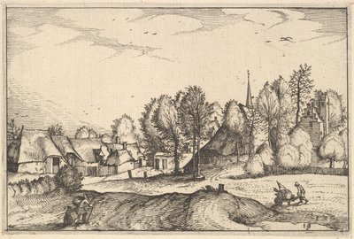 Weg naar een dorp, plaat 19 uit Regiunculae et Villae Aliquot Ducatus Brabantiae door Claes Jansz Visscher