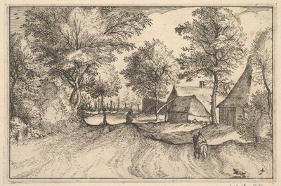 Dorpsweg, plaat 4 uit Regiunculae et Villae Aliquot Ducatus Brabantiae door Claes Jansz Visscher
