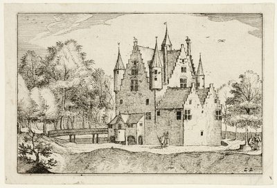 Een kasteel, plaat 22 naar Afbeeldingen van boerderijen, landhuizen en rustieke dorpen (Praediorum villarum et rusticarum casularum icones) door Claes Jansz. Visscher II