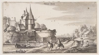 Landweg langs een dorp met bastion, uit Landschappen (Playsante Lantschappen) door Claes Jansz. Visscher II