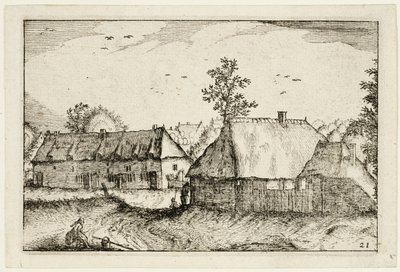 Grote loodsen, plaat 21 naar Afbeeldingen van boerderijen, landhuizen en rustieke dorpen (Praediorum villarum et rusticarum casularum icones) door Claes Jansz. Visscher II