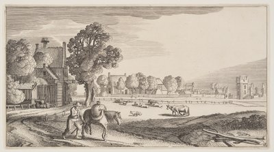 Wegen langs een weiland, uit Landschappen (Playsante Lantschappen) door Claes Jansz. Visscher II
