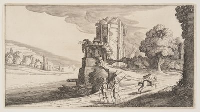 Ronde toren aan een rivier, uit Landschappen (Playsante Lantschappen) door Claes Jansz. Visscher II