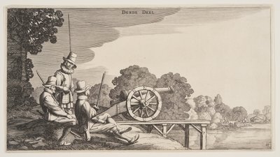 De drie schutters, uit Landschappen (Playsante Lantschappen) door Claes Jansz. Visscher II