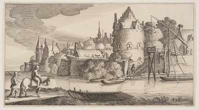 Stadje aan een rivier, uit Landschappen (Playsante Lantschappen) door Claes Jansz. Visscher II
