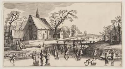 Winterlandschap, uit Landschappen (Playsante Lantschappen) door Claes Jansz. Visscher II